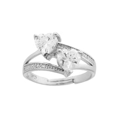 Anello doppio Cuore Bianco