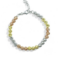 Milleluci Slash 6 mm Alternating Three Colors Bead Bracelet