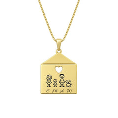 Collana Casa Con Famiglia Componibile e Cuore traforato