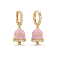 Orecchini a Cerchio Zirconati con Campanella "Capri" Rosa Pastello