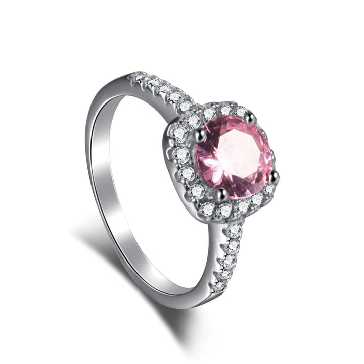 Anello Con Pietra Rosa e Zirconi - My Mo Gioielli