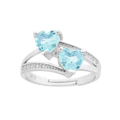 Anello doppio Cuore Azzurro