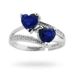 Anello doppio Cuore Blu