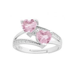 Anello doppio Cuore Rosa
