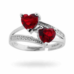 Anello doppio Cuore Rosso