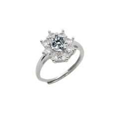 Anello Kate Fiore con Pietra Bianca e Zirconi Bianchi
