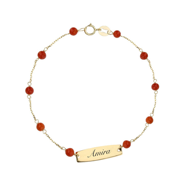 Bracciale con Nome Bimbo/a con coralli in Oro 18Kt - My Mo Gioielli