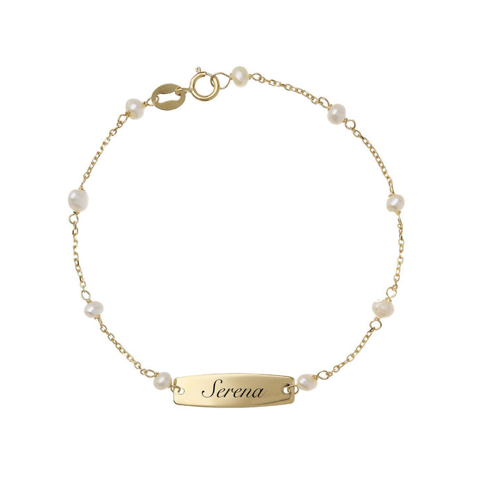 Bracciale con Nome Bimbo/a con perle in Oro 18Kt - My Mo Gioielli