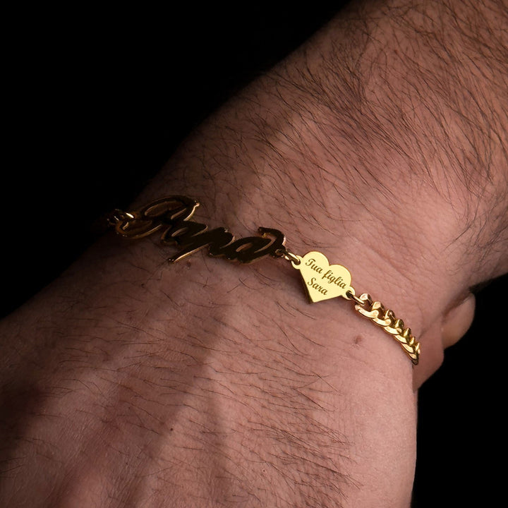 Bracciale Papà con Cuore Personalizzato - My Mo Gioielli