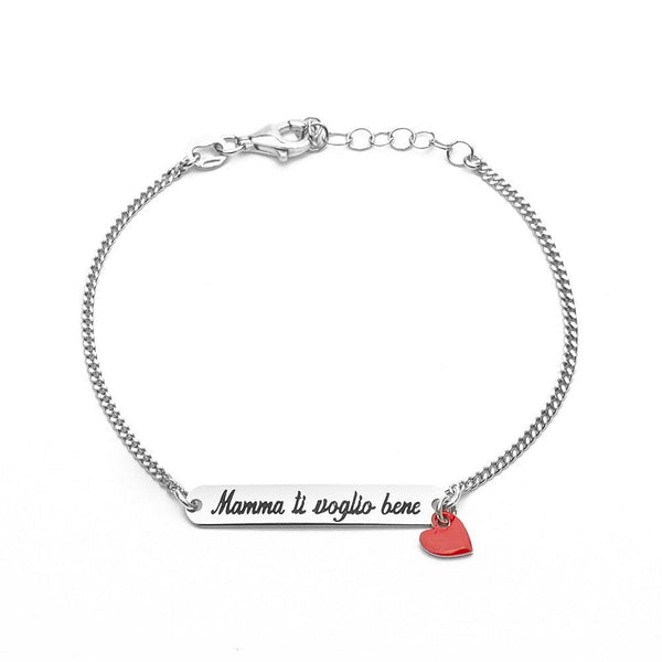 Bracciale Targhetta Mamma T.V.B con Cuore - My Mo Gioielli