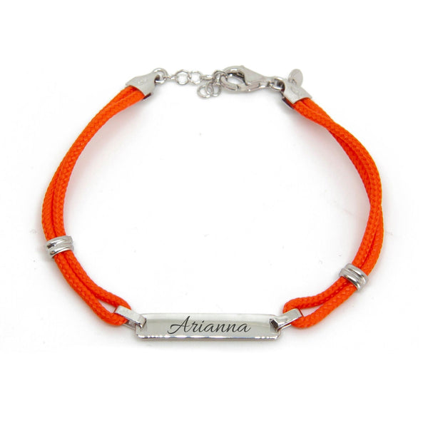 Bracciale Targhetta Nome Stoffa Arancione - My Mo Gioielli