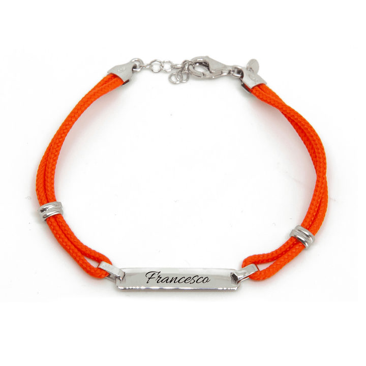 Bracciale Targhetta Nome Stoffa Arancione - My Mo Gioielli