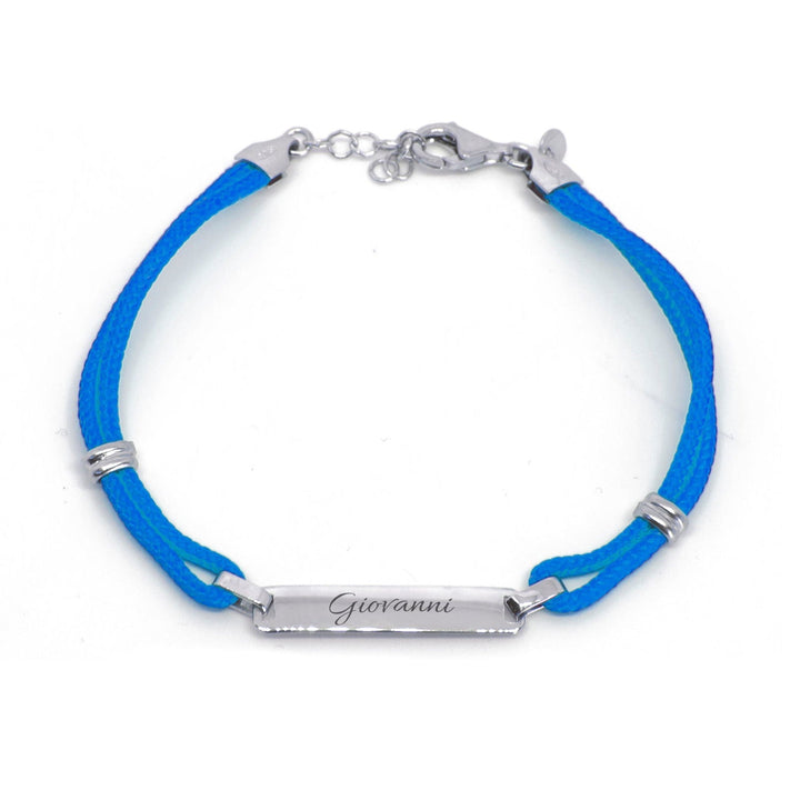 Bracciale Targhetta Nome Stoffa Azzurro - My Mo Gioielli