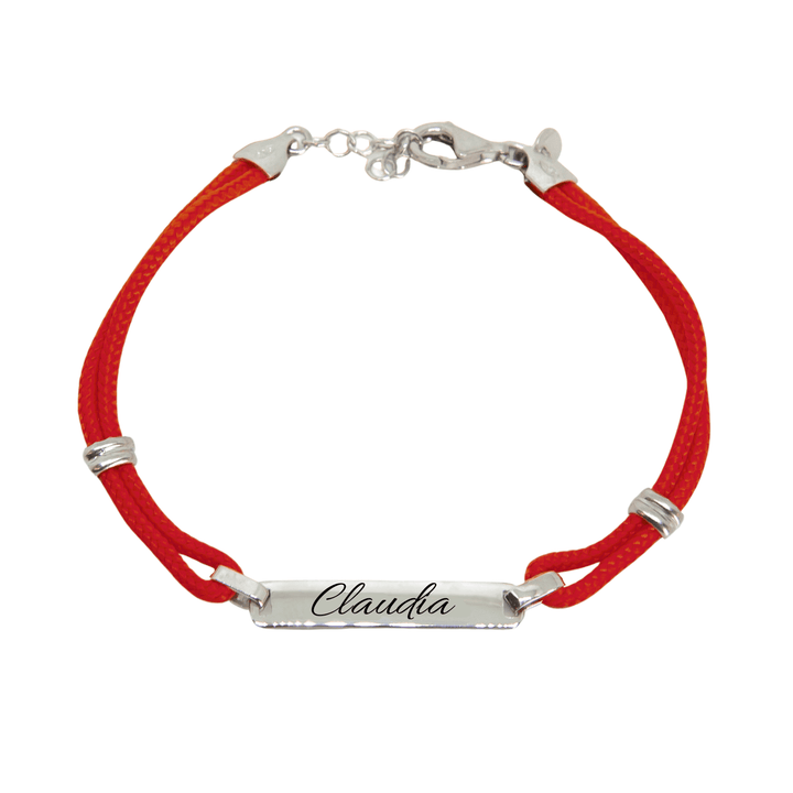 Bracciale Targhetta Nome Stoffa Rosso - My Mo Gioielli