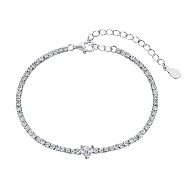 Bracciale Tennis con Cuore Bianco - My Mo Gioielli