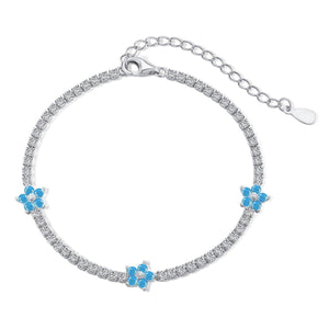 Bracciale Tennis con Fiori Azzurri 2 mm - My Mo Gioielli