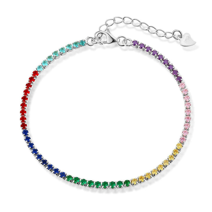 Bracciale Tennis Pietre Rainbow 2 mm Regolabile - My Mo Gioielli