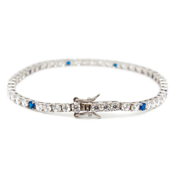 Bracciale Tennis zirconi Bianchi ed un Blu 3mm - My Mo Gioielli