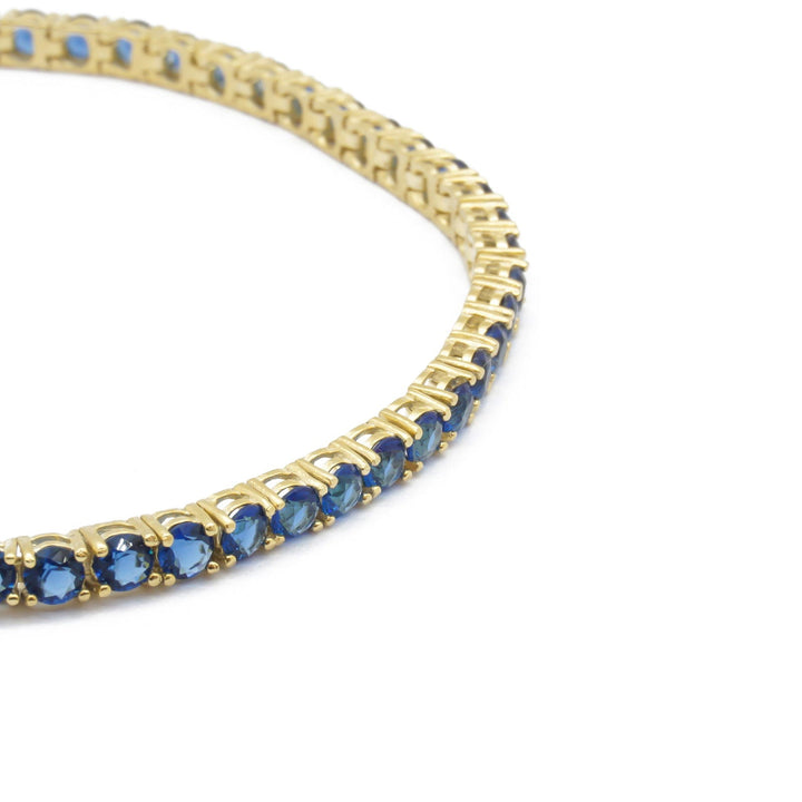 Bracciale Tennis zirconi Blu 3mm Placcato Oro 18kt - My Mo Gioielli