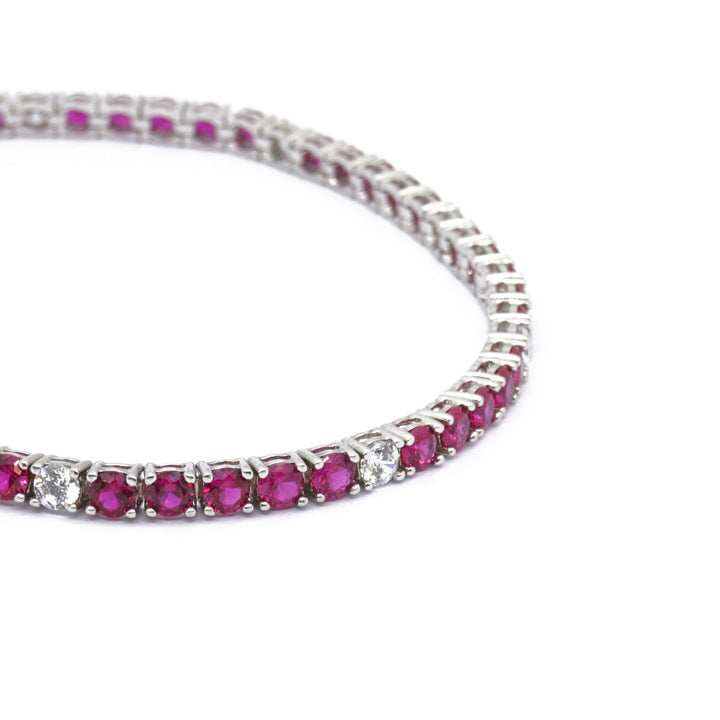 Bracciale Tennis zirconi Fucsia ed un Bianco 3mm - My Mo Gioielli