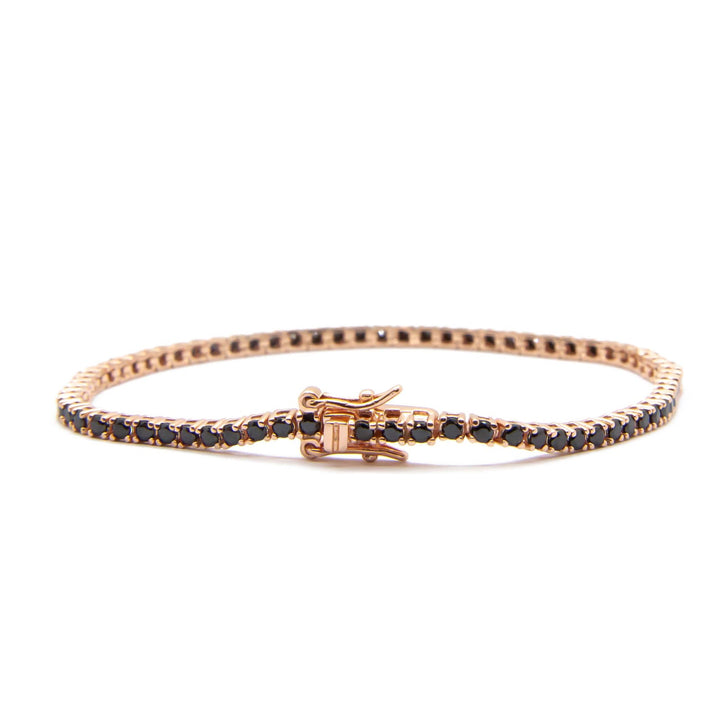 Bracciale Tennis Zirconi Neri 2 mm Placcato in Oro Rosa 18kt - My Mo Gioielli