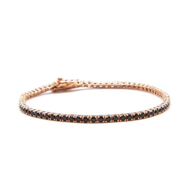 Bracciale Tennis Zirconi Neri 2 mm Placcato in Oro Rosa 18kt - My Mo Gioielli