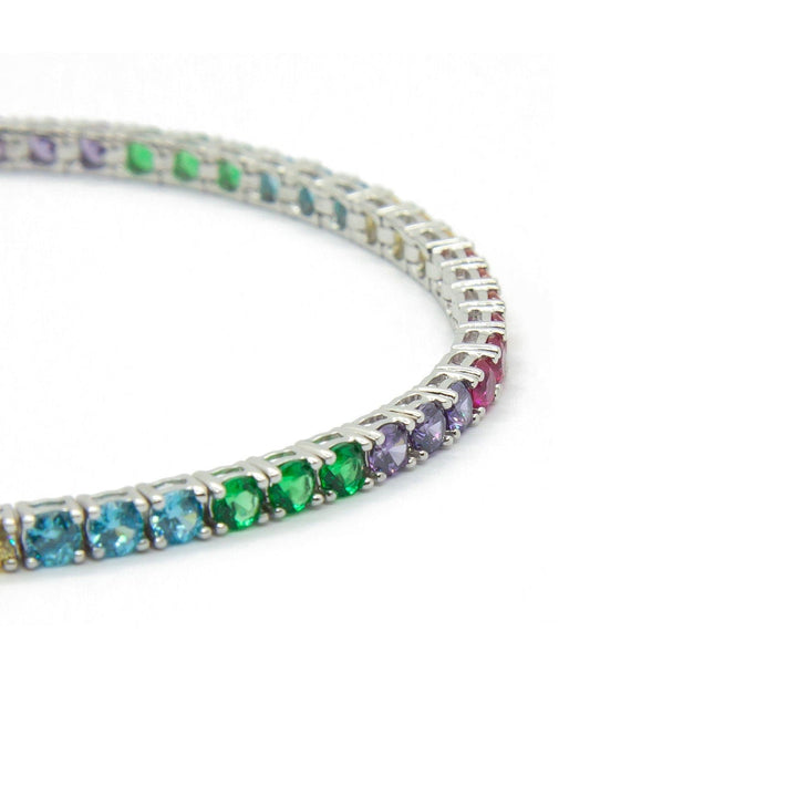 Bracciale Tennis zirconi Rainbow 3mm Argento - My Mo Gioielli