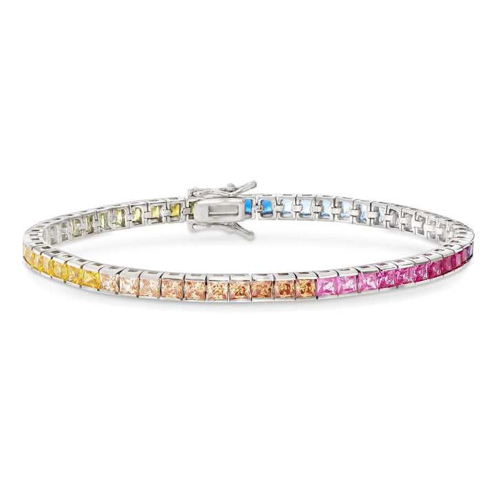 Bracciale Tennis zirconi Rainbow taglio carrè 3mm - My Mo Gioielli