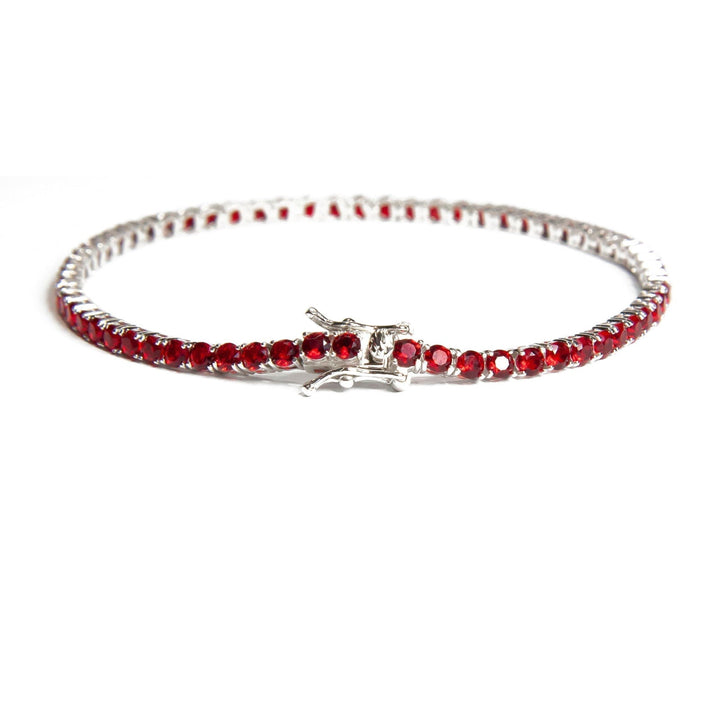 Bracciale Tennis zirconi Rossi 3mm Argento - My Mo Gioielli