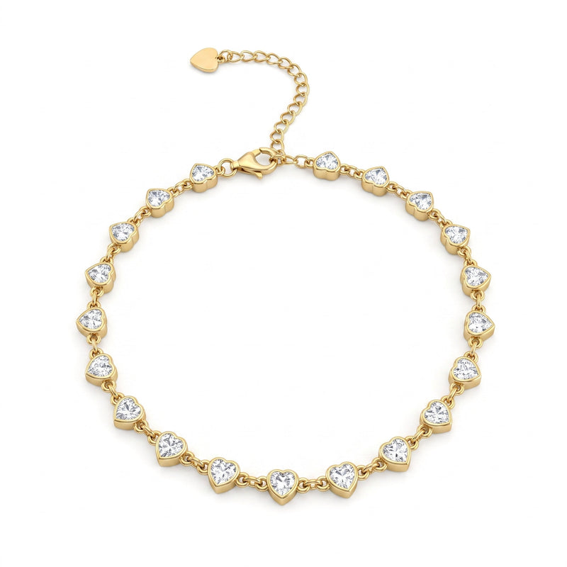Cavigliera Tennis con Cuori Zirconati - My Mo Gioielli
