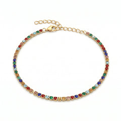 Rainbow Tennis Ankle Bracelet 2 mm