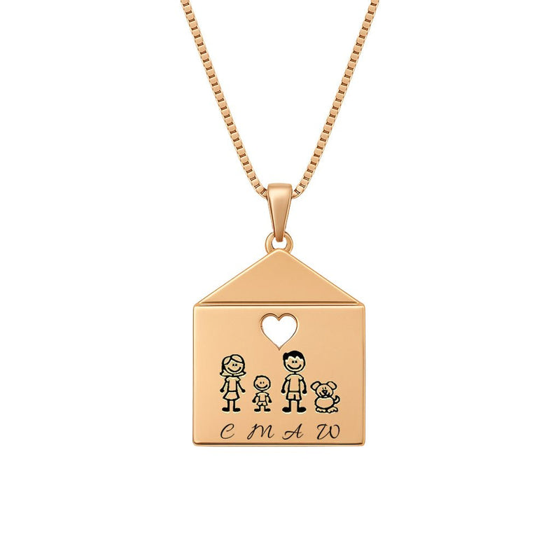 Collana Casa Con Famiglia Componibile e Cuore traforato - My Mo Gioielli