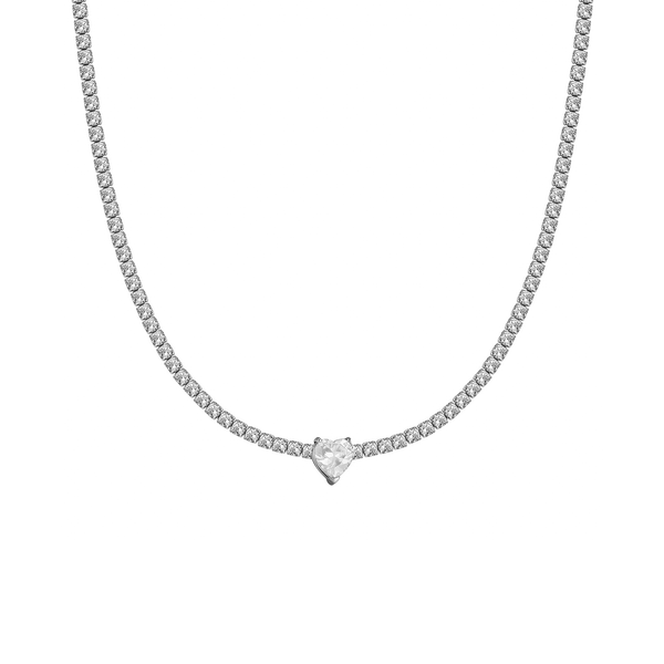 Collana Choker Tennis Cuore Bianco - My Mo Gioielli