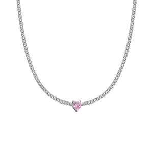 Collana Choker Tennis Cuore Rosa - My Mo Gioielli