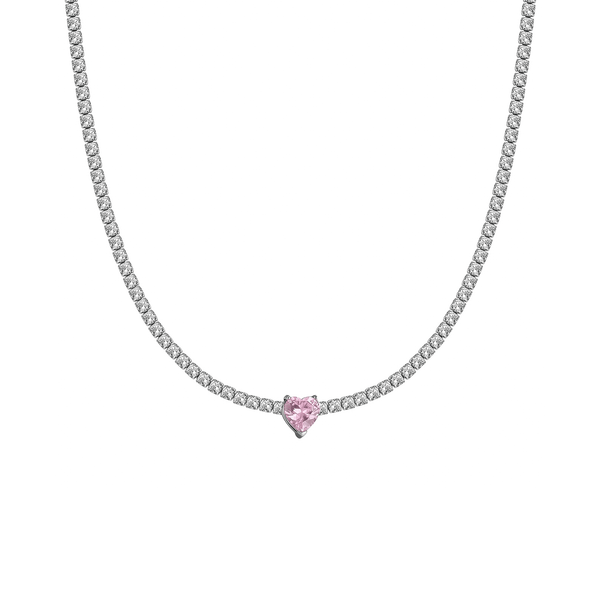 Collana Choker Tennis Cuore Rosa - My Mo Gioielli