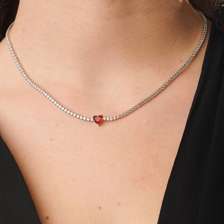 Collana Choker Tennis Cuore Rosso - My Mo Gioielli