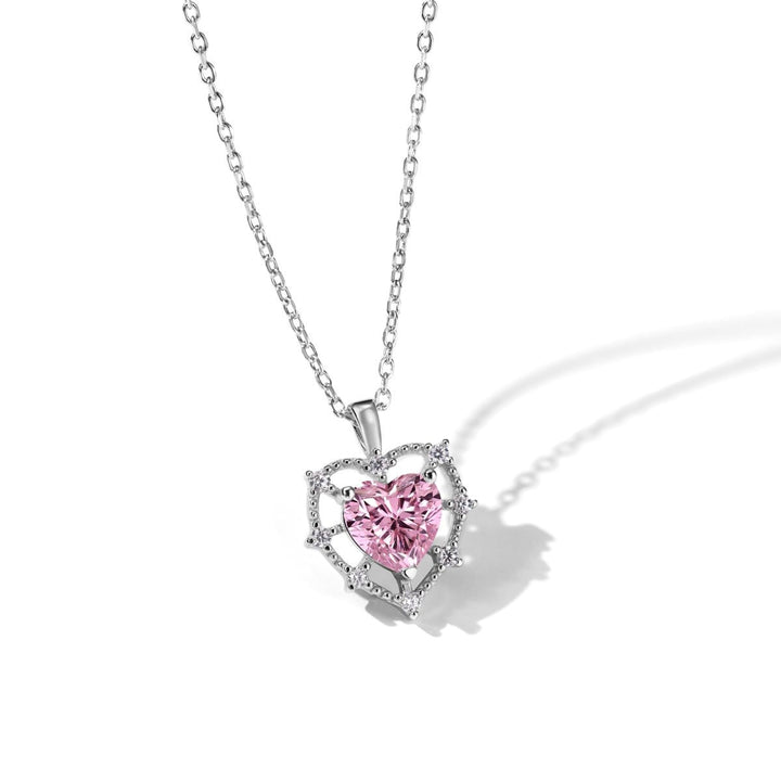 Collana Cuore Rosa con Contorno Brillante - My Mo Gioielli