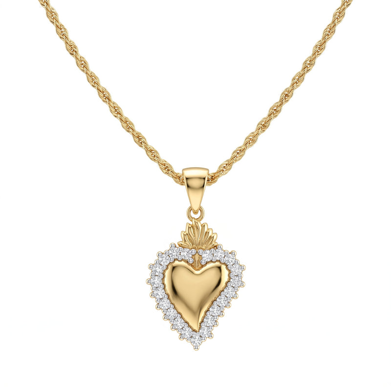 Collana Cuore Sacro Zirconi Bianchi - My Mo Gioielli