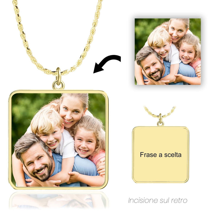 Collana Foto Personalizzata Quadrata Maglia Corda - My Mo Gioielli