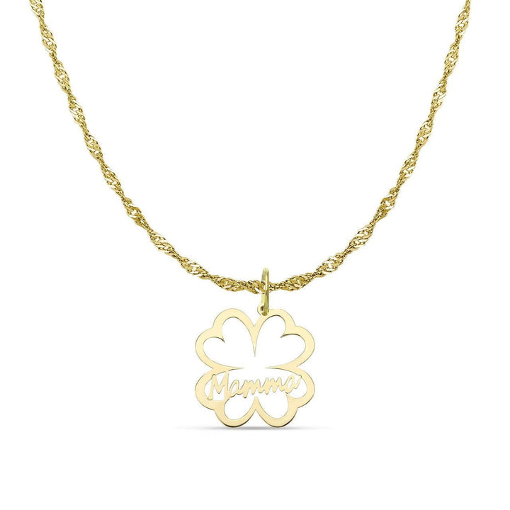 Collana Mamma Cuori/Quadrifoglio in Oro 18kt - My Mo Gioielli