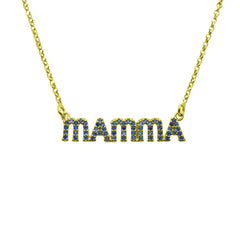 Collana Mamma Zirconi Blu