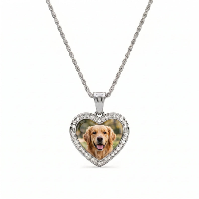 Collana Personalizzata con Foto a Cuore e Zirconi - My Mo Gioielli