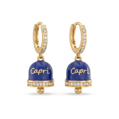 Orecchini a Cerchio Zirconati con Campanella "Capri" Blu