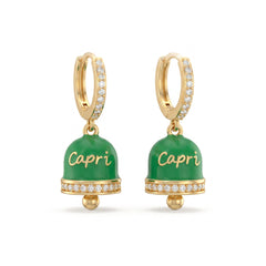 Orecchini a Cerchio Zirconati con Campanella "Capri" Verde